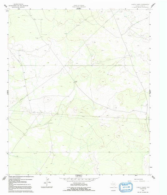 Classic USGS Lindley Ranch Texas 7.5'x7.5' Topo Map Image