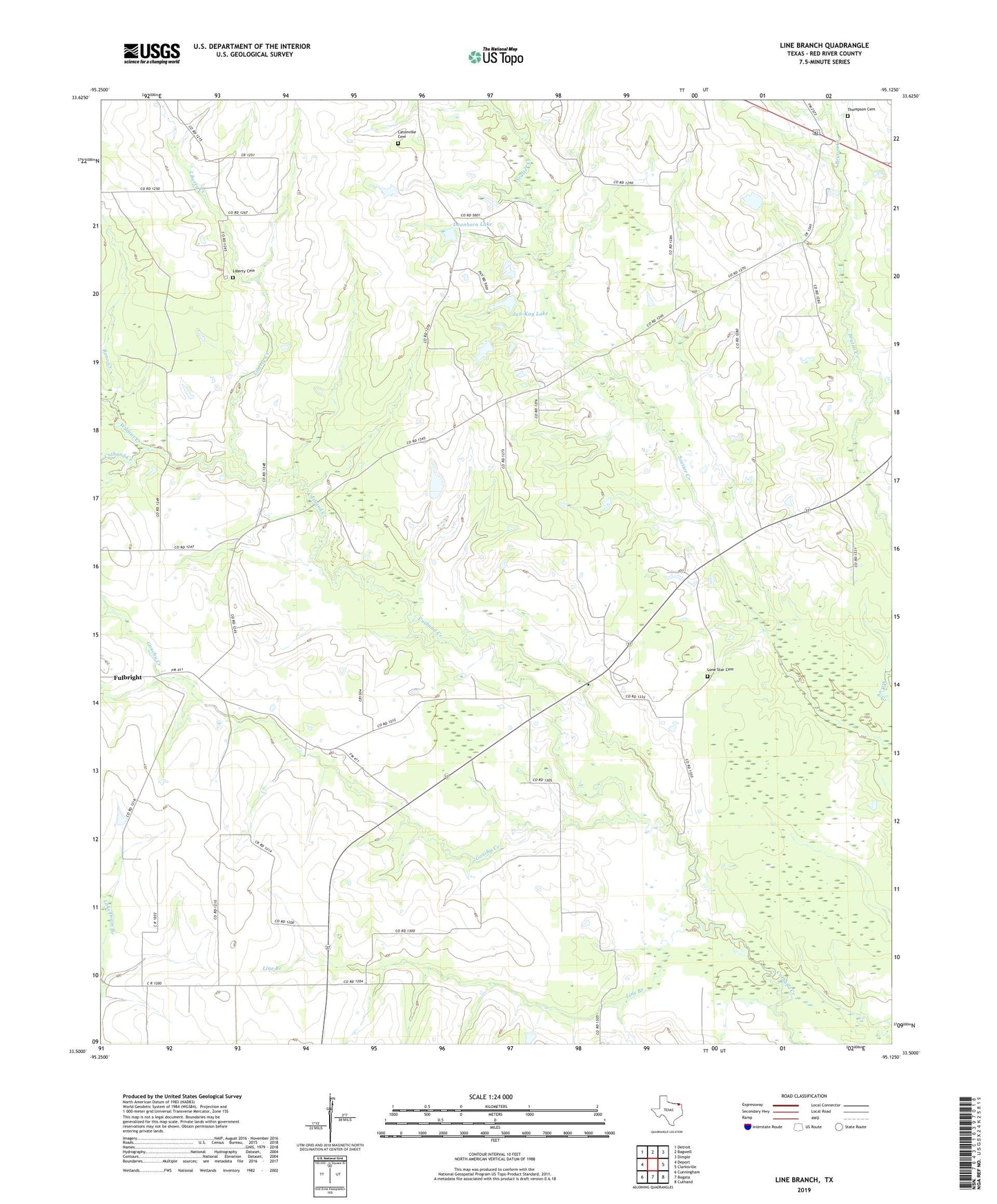 Line Branch Texas US Topo Map Image
