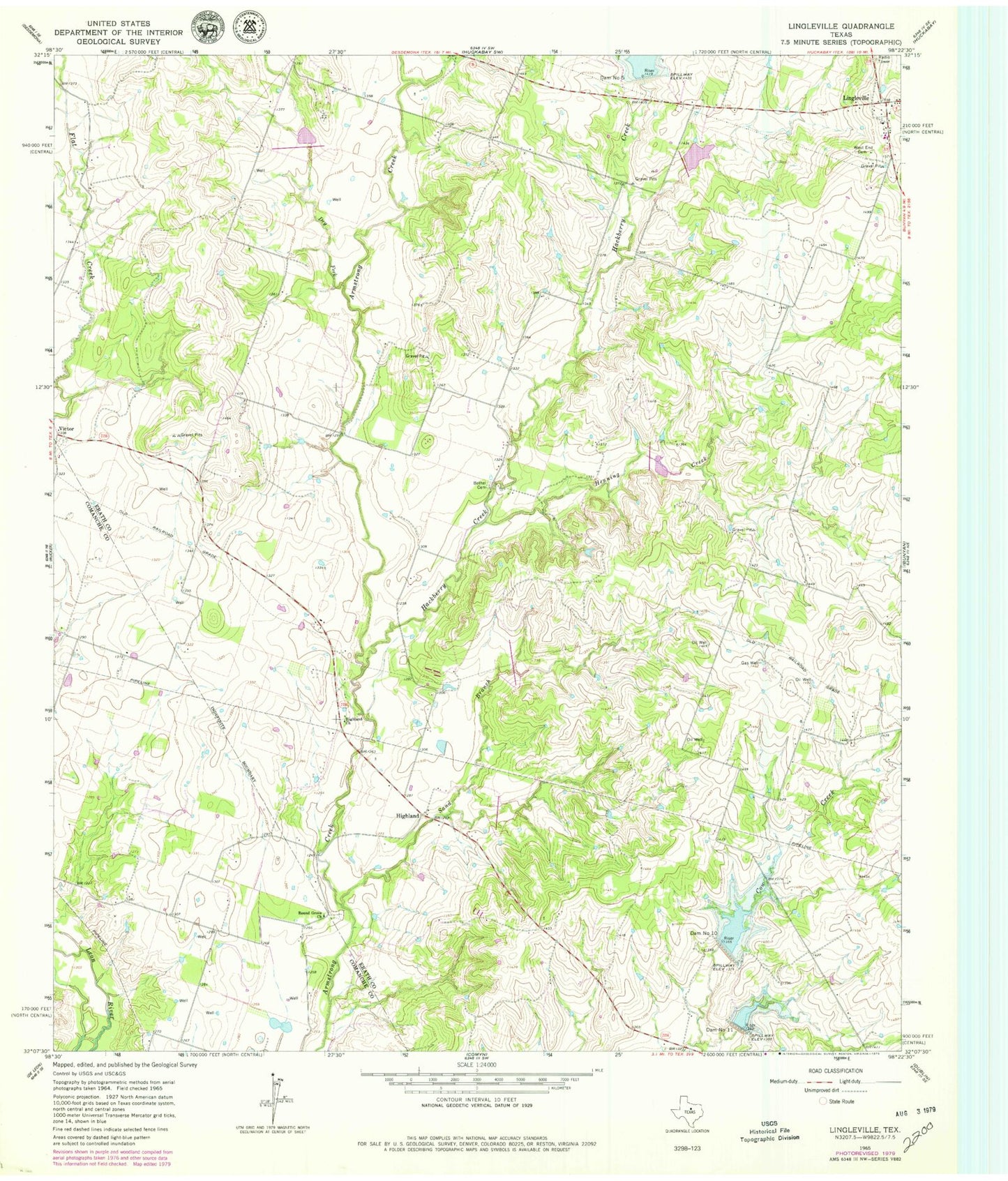 Classic USGS Lingleville Texas 7.5'x7.5' Topo Map Image