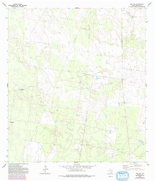 Classic USGS Linn NW Texas 7.5'x7.5' Topo Map Image