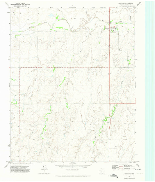 Classic USGS Lipscomb Texas 7.5'x7.5' Topo Map Image
