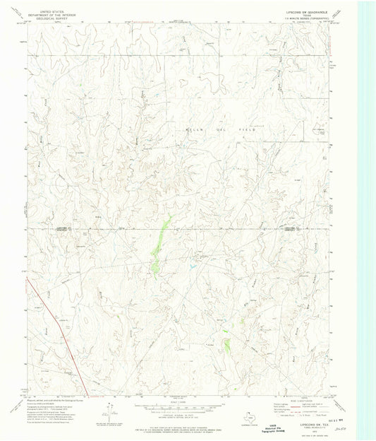 Classic USGS Lipscomb SW Texas 7.5'x7.5' Topo Map Image
