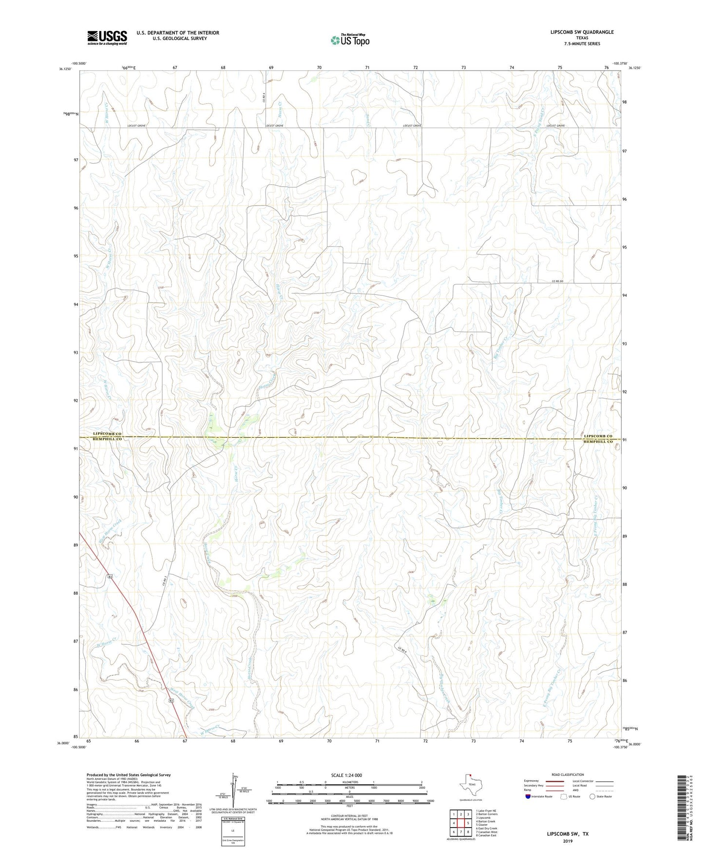 Lipscomb SW Texas US Topo Map Image