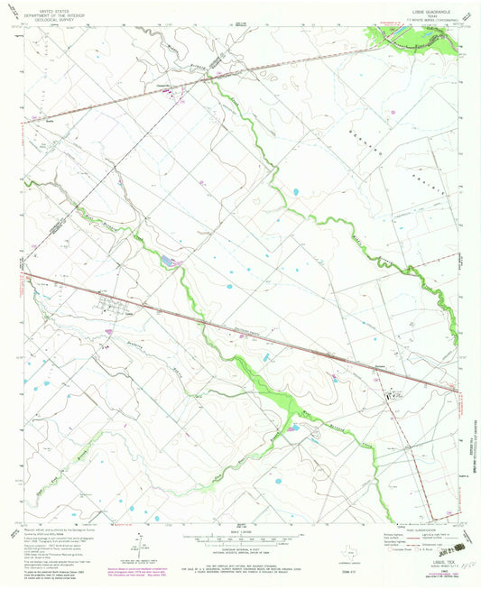 Classic USGS Lissie Texas 7.5'x7.5' Topo Map Image