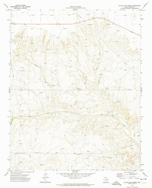 Classic USGS Little Blue Creek Texas 7.5'x7.5' Topo Map Image