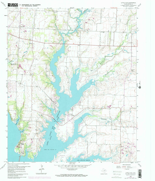 Classic USGS Little Elm Texas 7.5'x7.5' Topo Map Image