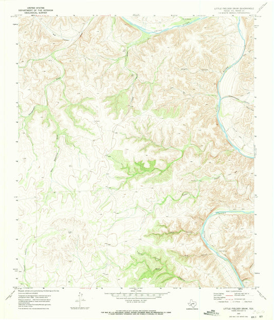Classic USGS Little Fielder Draw Texas 7.5'x7.5' Topo Map Image