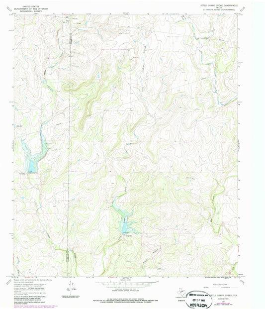 Classic USGS Little Grape Creek Texas 7.5'x7.5' Topo Map Image