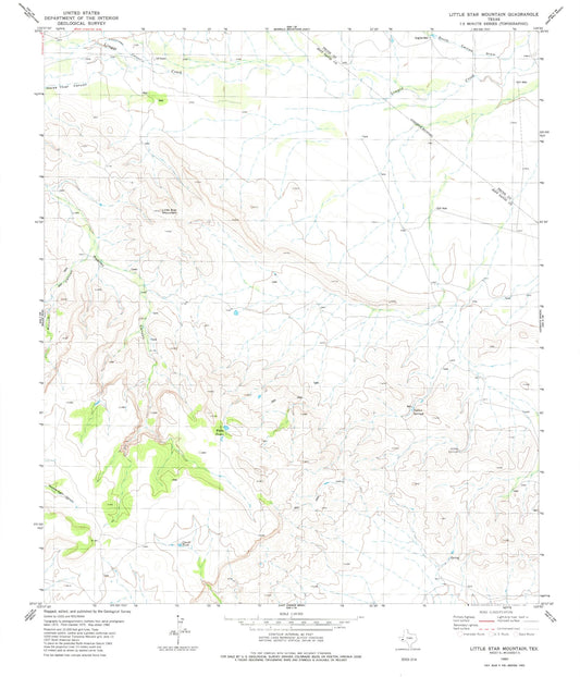 Classic USGS Little Star Mountain Texas 7.5'x7.5' Topo Map Image
