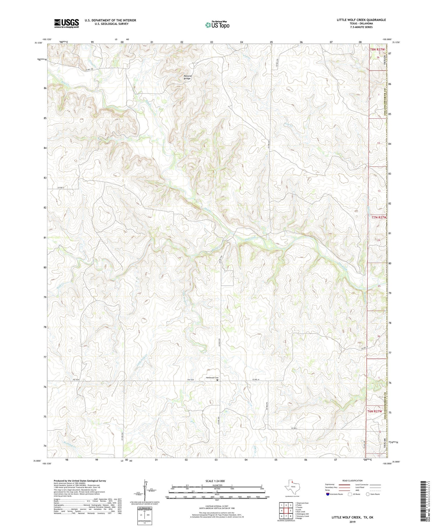 Little Wolf Creek Texas US Topo Map Image