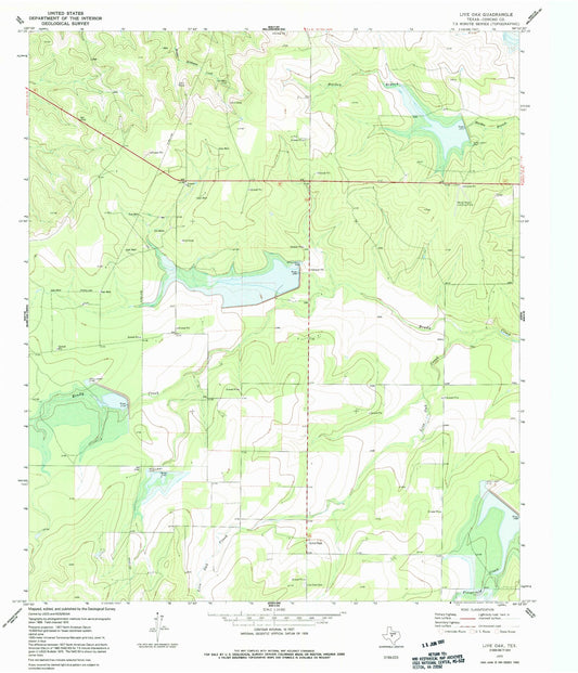 Classic USGS Live Oak Texas 7.5'x7.5' Topo Map Image