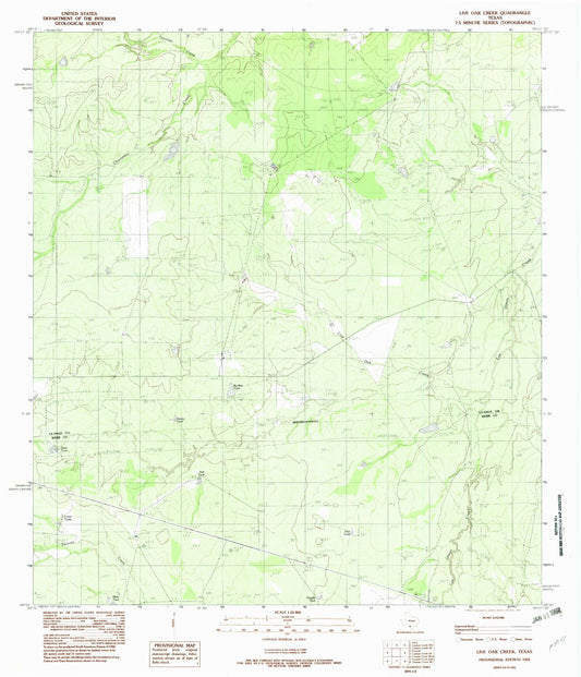Classic USGS Live Oak Creek Texas 7.5'x7.5' Topo Map Image