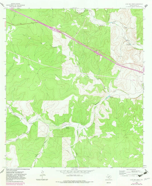 Classic USGS Live Oak Draw Texas 7.5'x7.5' Topo Map Image