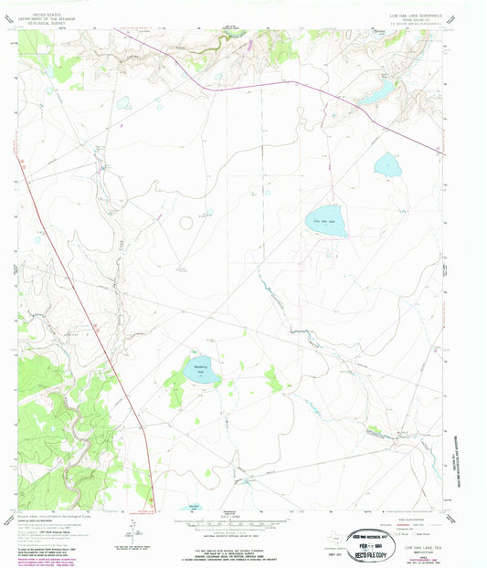 Classic USGS Live Oak Lake Texas 7.5'x7.5' Topo Map Image