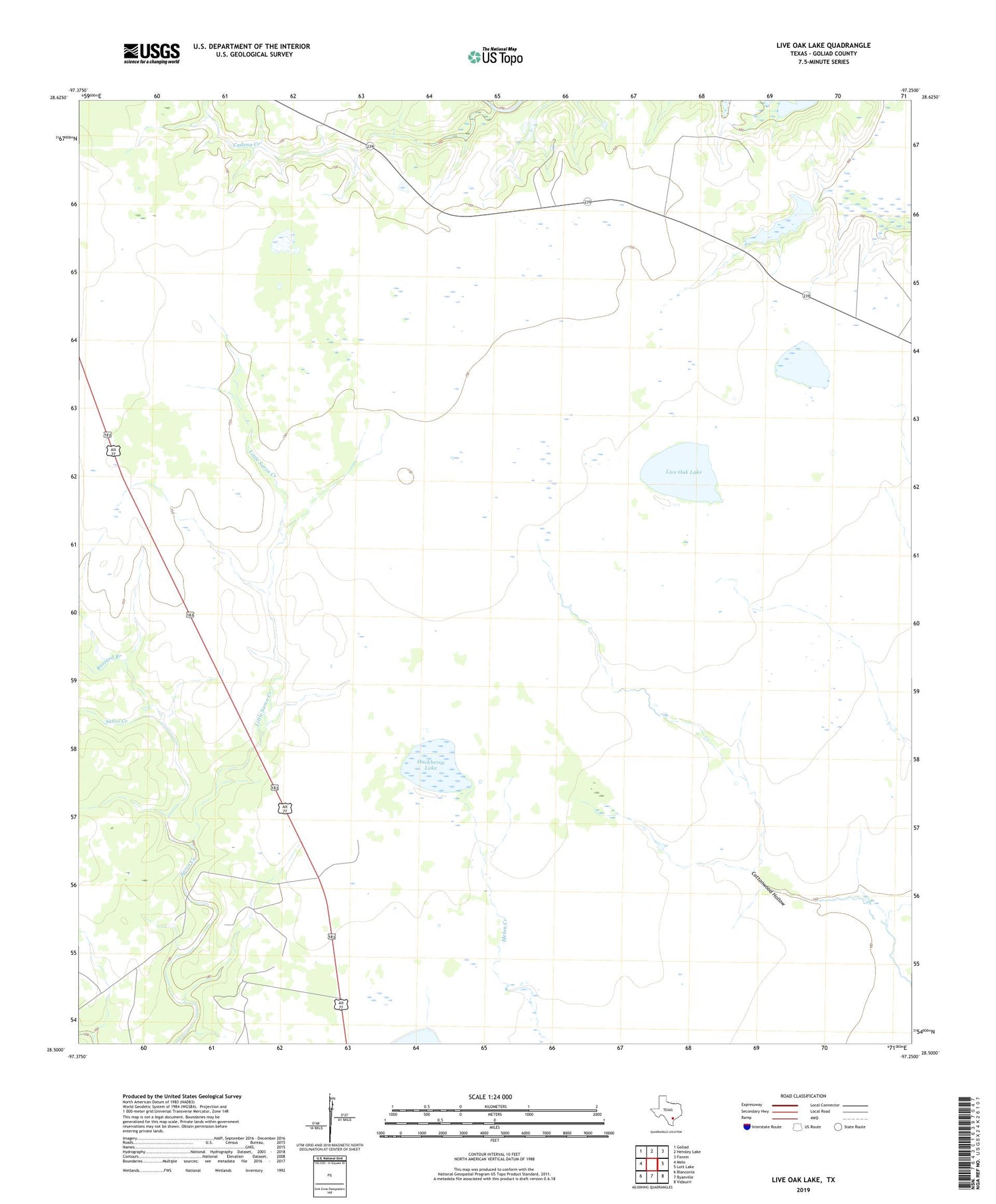 Live Oak Lake Texas US Topo Map Image