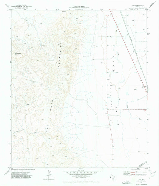 Classic USGS Lobo Texas 7.5'x7.5' Topo Map Image