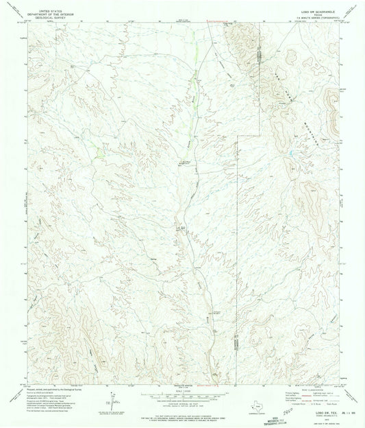Classic USGS Lobo SW Texas 7.5'x7.5' Topo Map Image