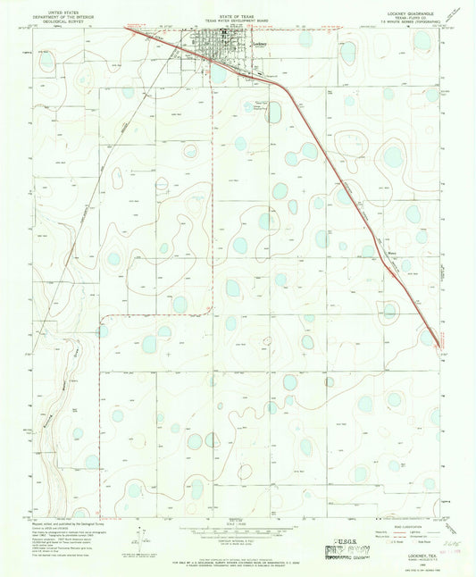 Classic USGS Lockney Texas 7.5'x7.5' Topo Map Image