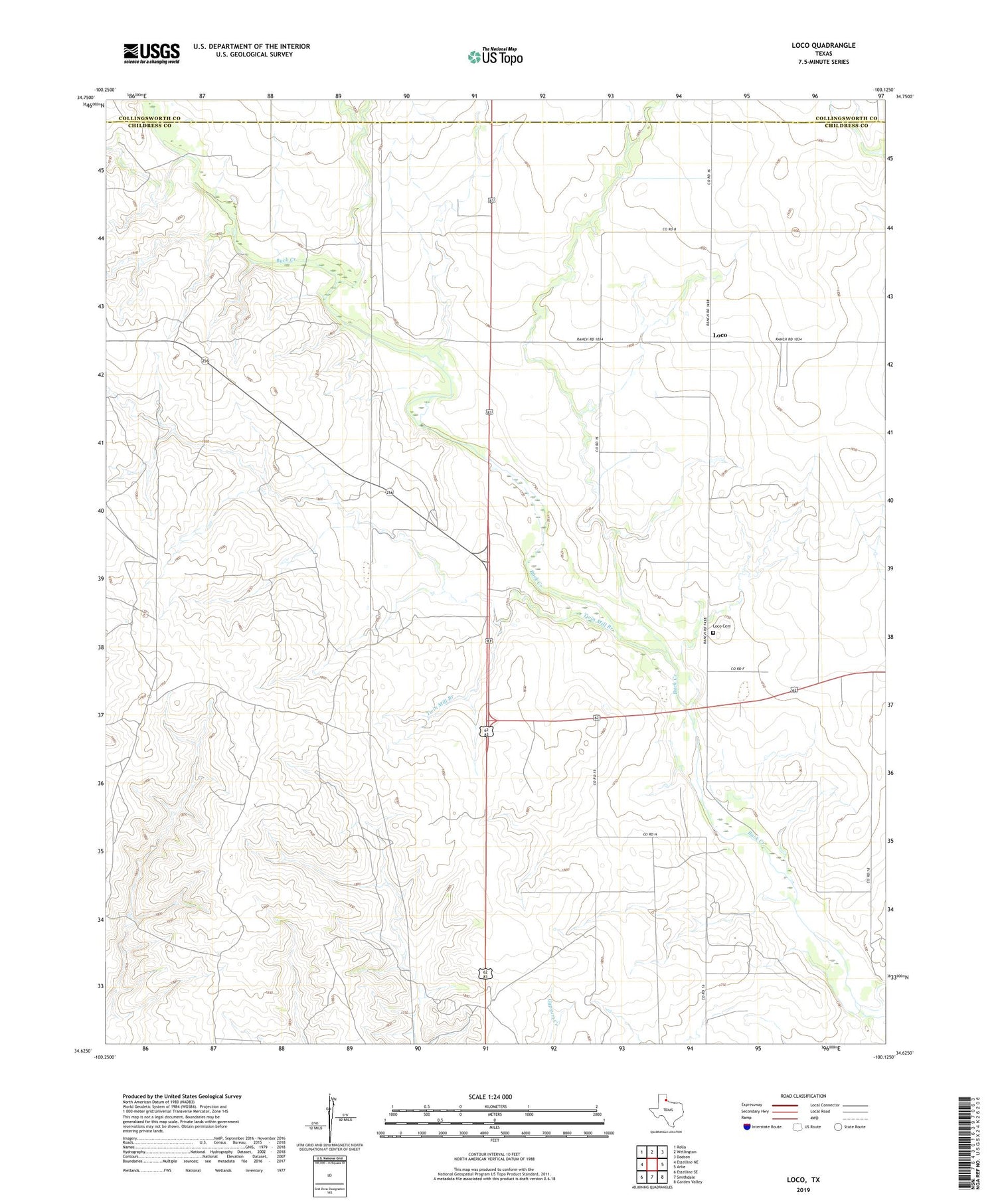 Loco Texas US Topo Map Image