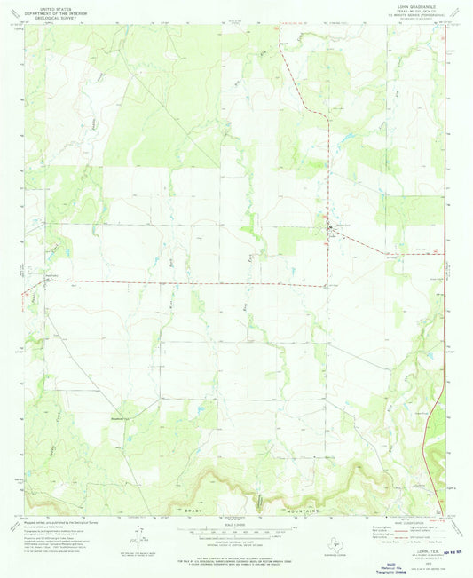 Classic USGS Lohn Texas 7.5'x7.5' Topo Map Image