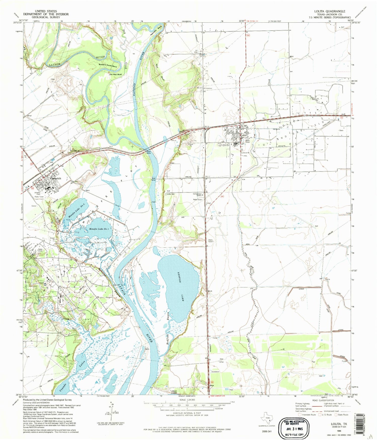 Classic USGS Lolita Texas 7.5'x7.5' Topo Map Image