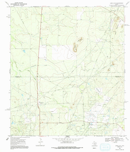 Classic USGS Loma Alta Texas 7.5'x7.5' Topo Map Image