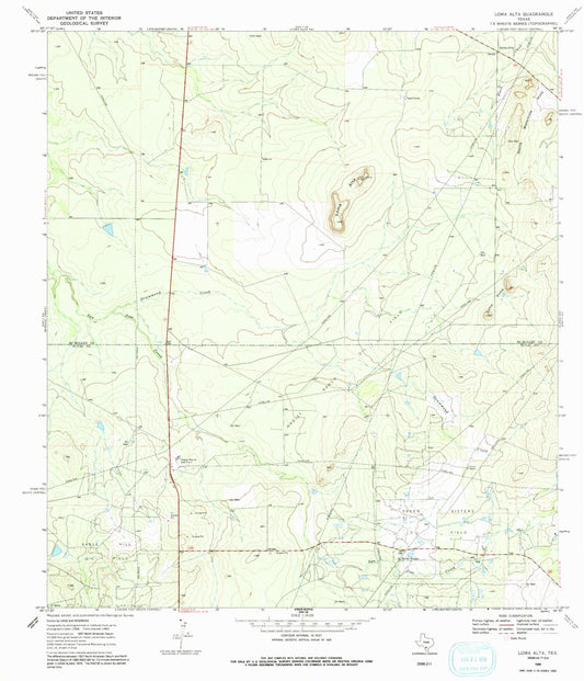 Classic USGS Loma Alta Texas 7.5'x7.5' Topo Map Image