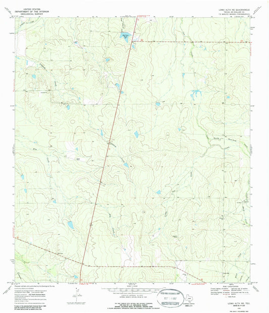 Classic USGS Loma Alta NE Texas 7.5'x7.5' Topo Map Image