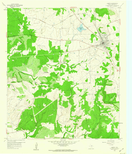 Classic USGS Lometa Texas 7.5'x7.5' Topo Map Image