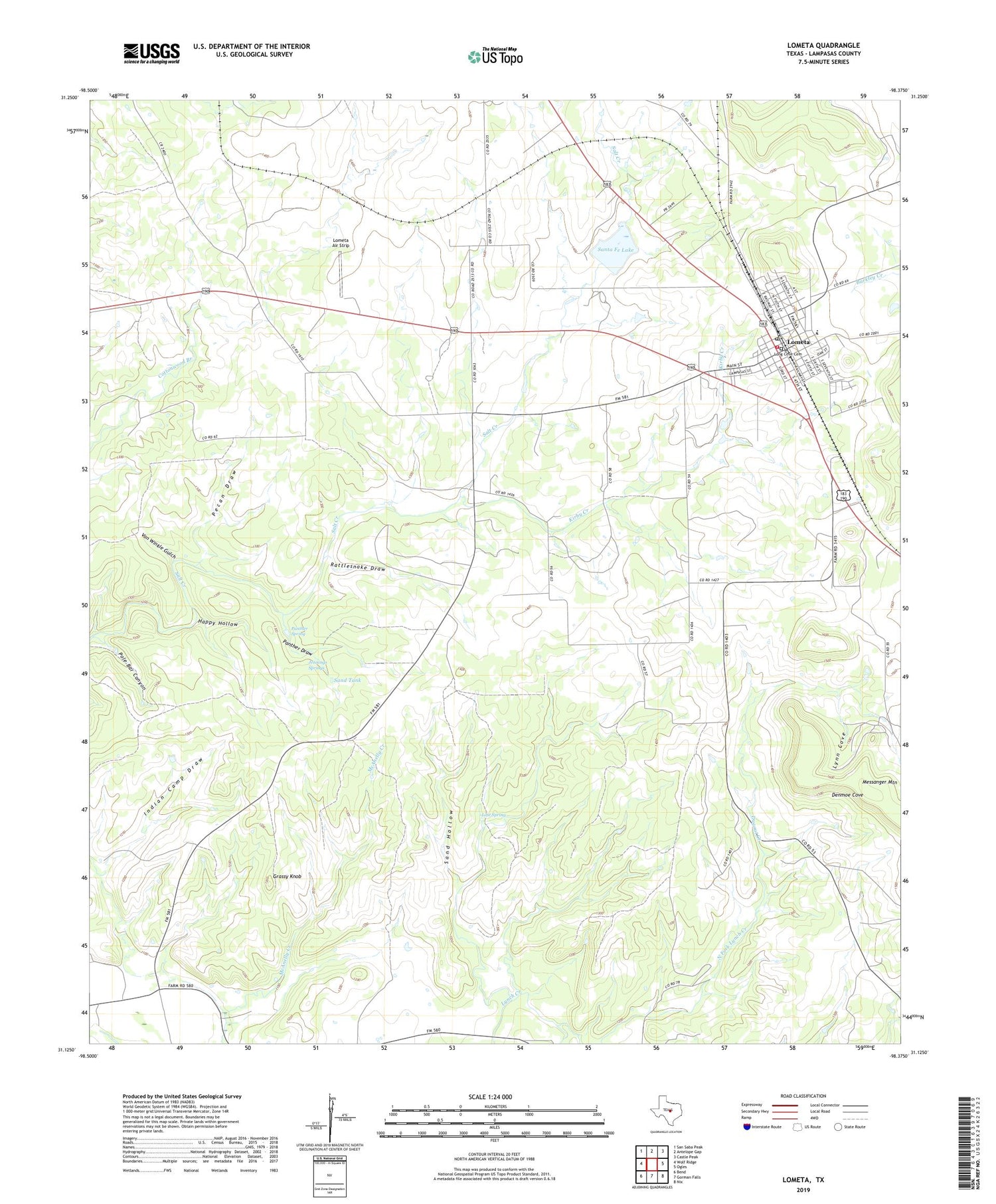 Lometa Texas US Topo Map Image