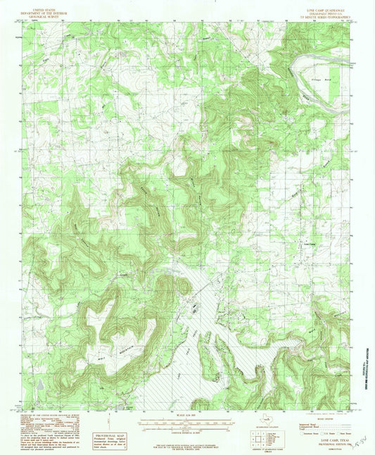 Classic USGS Lone Camp Texas 7.5'x7.5' Topo Map Image