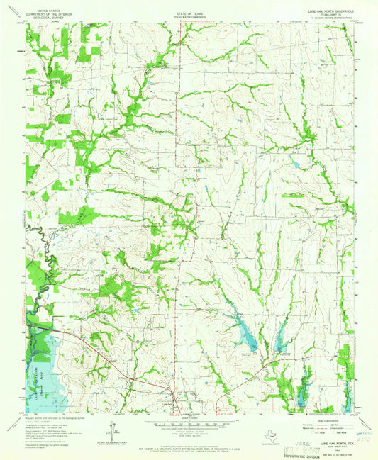 Classic USGS Lone Oak North Texas 7.5'x7.5' Topo Map Image