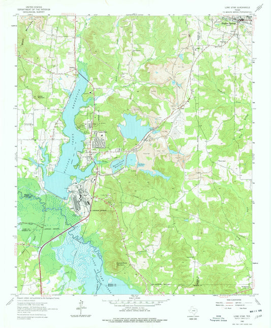 Classic USGS Lone Star Texas 7.5'x7.5' Topo Map Image