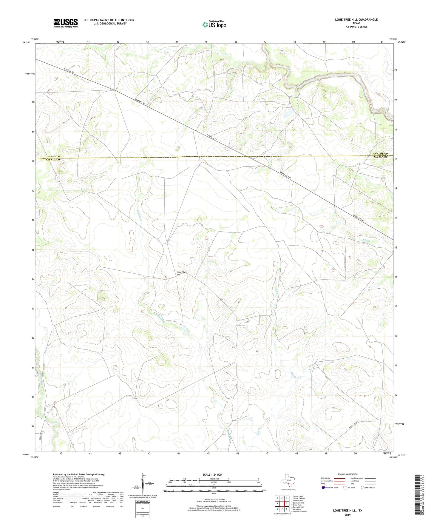 Lone Tree Hill Texas US Topo Map Image
