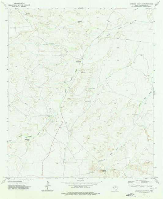 Classic USGS Loneman Mountain Texas 7.5'x7.5' Topo Map Image