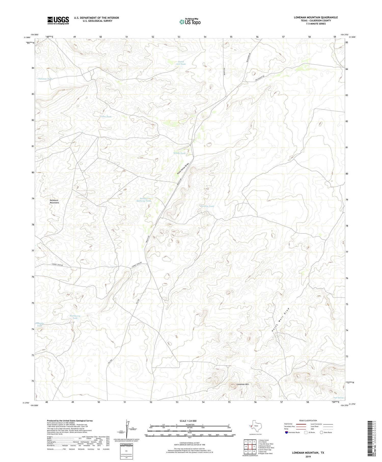 Loneman Mountain Texas US Topo Map Image