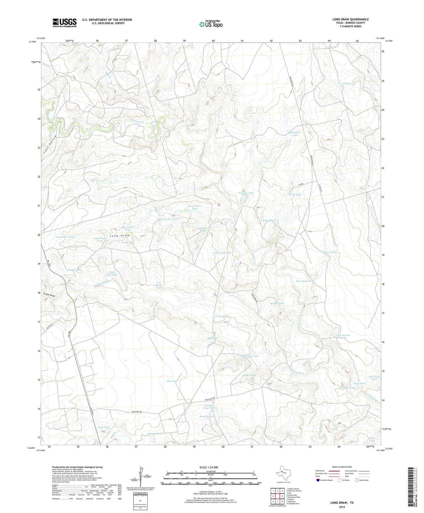Long Draw Texas US Topo Map Image