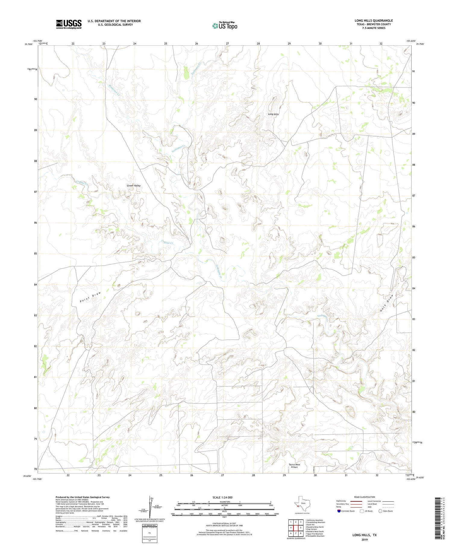 Long Hills Texas US Topo Map Image
