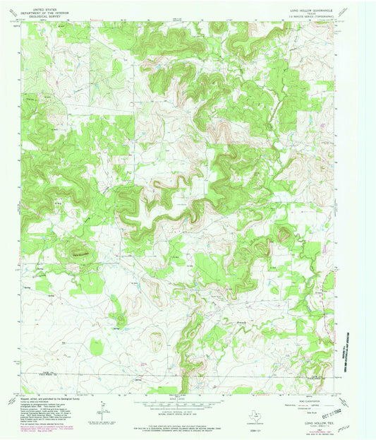 Classic USGS Long Hollow Texas 7.5'x7.5' Topo Map Image