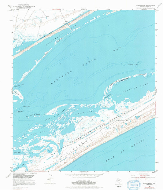 Classic USGS Long Island Texas 7.5'x7.5' Topo Map Image