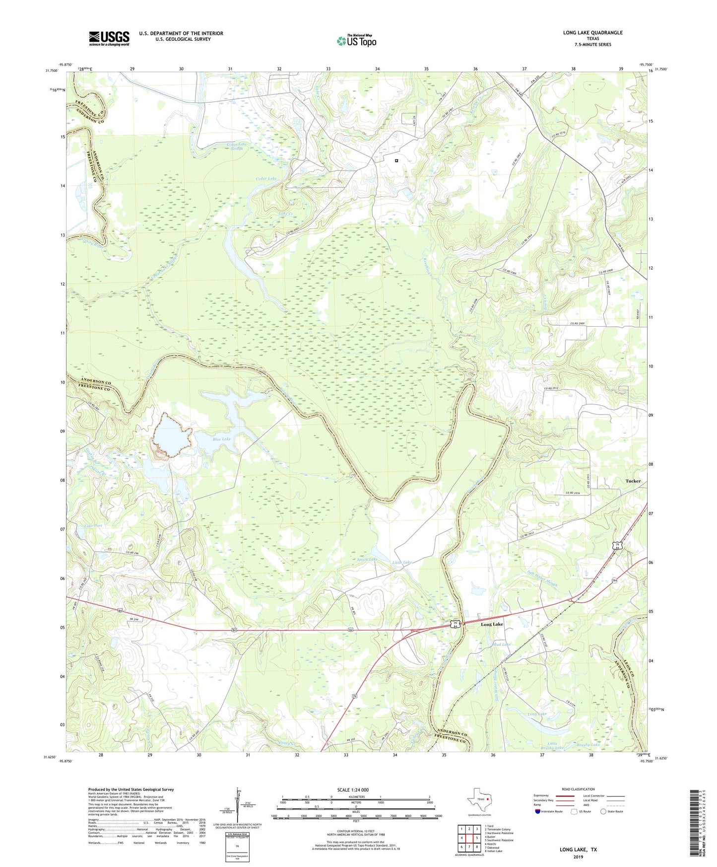 Long Lake Texas US Topo Map Image