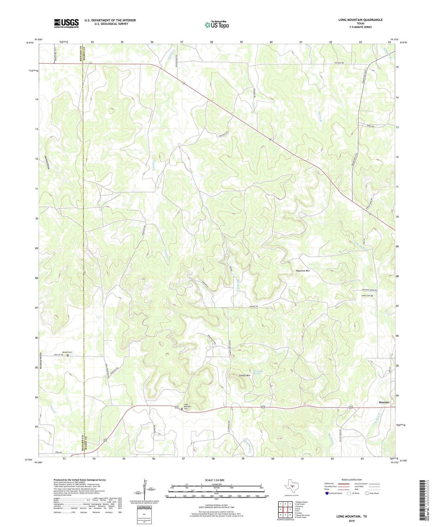 Long Mountain Texas US Topo Map Image