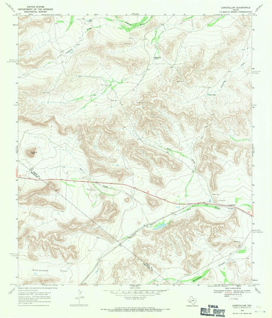 Classic USGS Longfellow Texas 7.5'x7.5' Topo Map Image