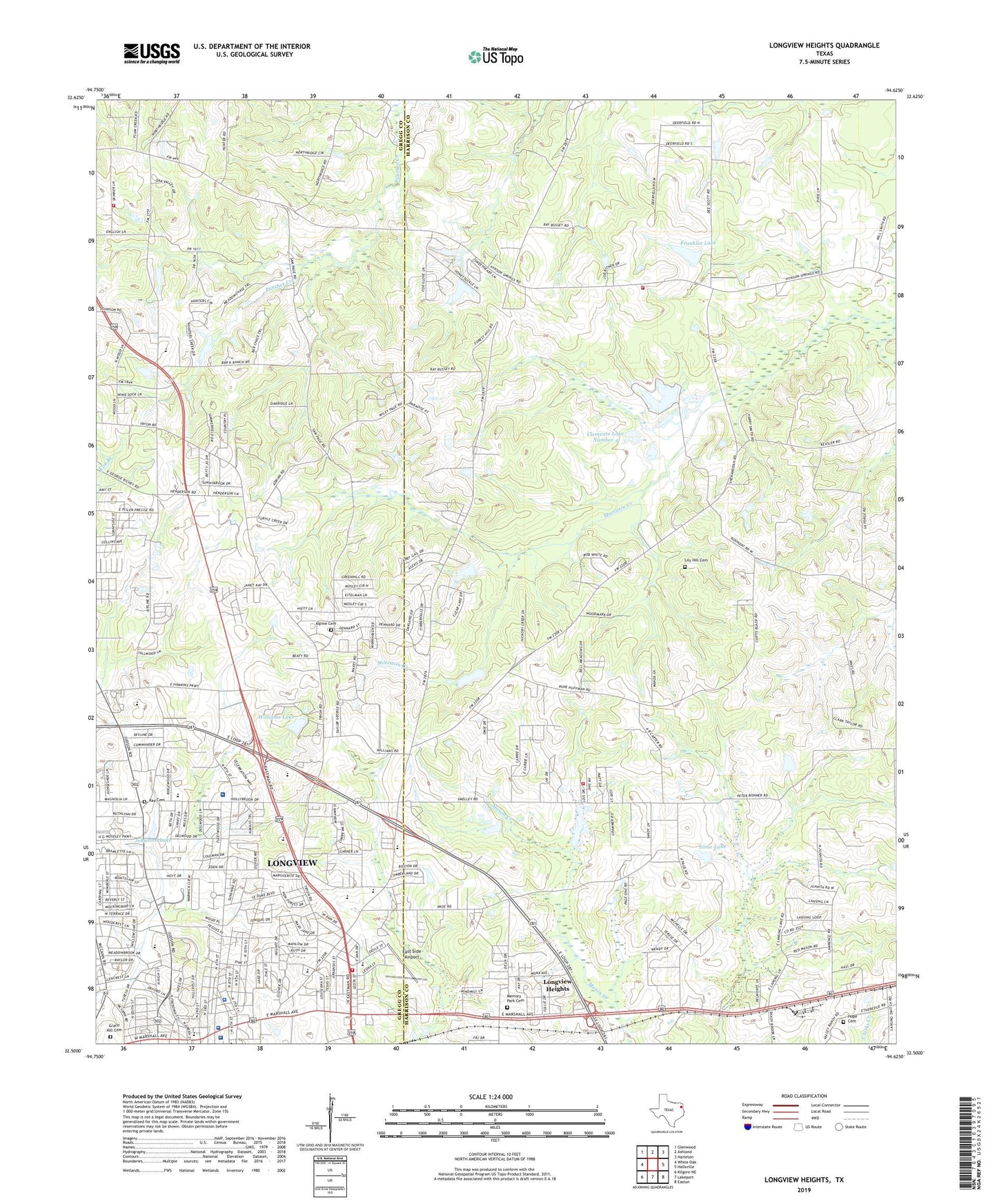 Longview Heights Texas US Topo Map Image