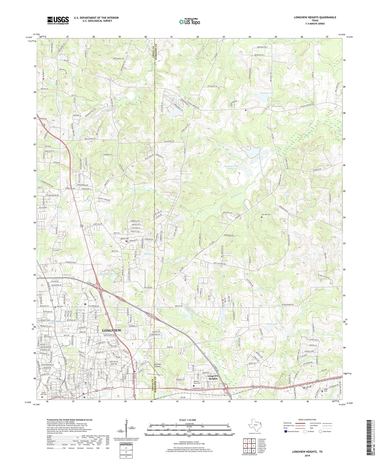 Longview Heights Texas US Topo Map Image
