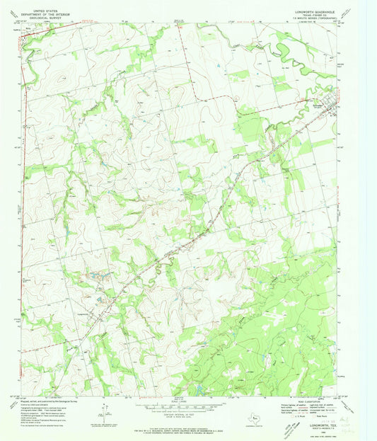 Classic USGS Longworth Texas 7.5'x7.5' Topo Map Image