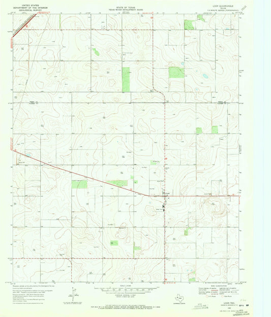 Classic USGS Loop Texas 7.5'x7.5' Topo Map Image