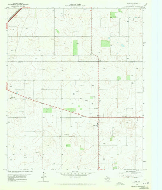 Classic USGS Loop Texas 7.5'x7.5' Topo Map Image