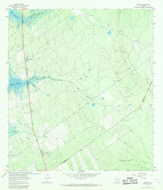 Classic USGS Lopeno Texas 7.5'x7.5' Topo Map Image