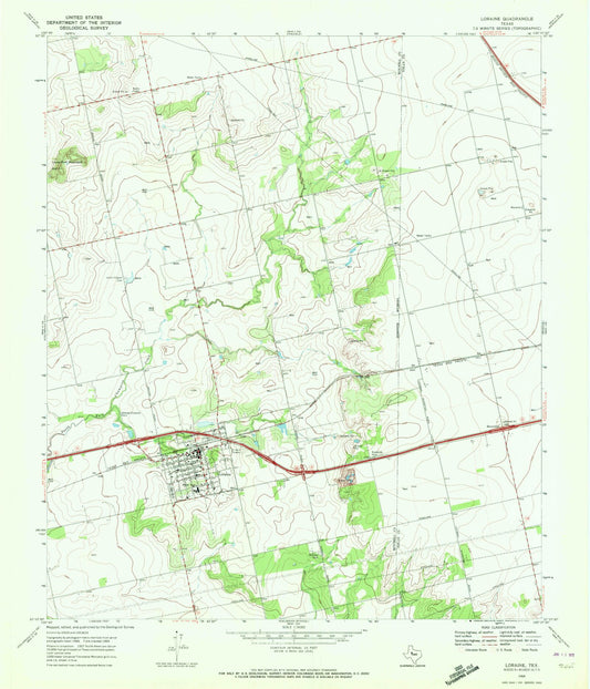 Classic USGS Loraine Texas 7.5'x7.5' Topo Map Image